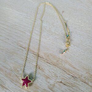 Kendra Scott Jae Star Gold Pendant Necklace in Maroon Jade